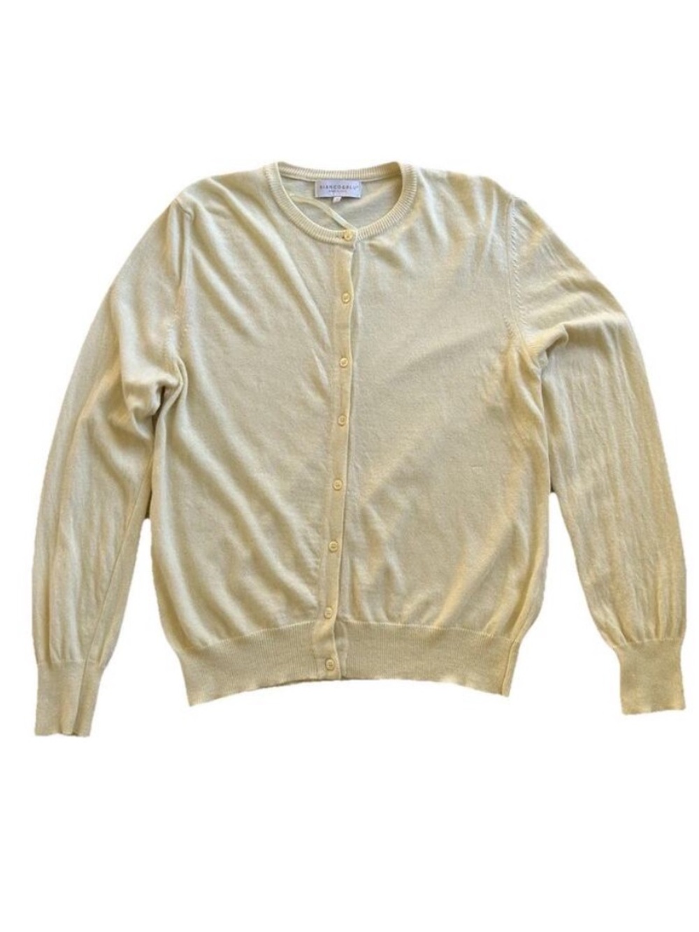 Bianco & Blu Women’s Butter Yellow Cardigan Wool Cashmere Silk XL Preppy Basic